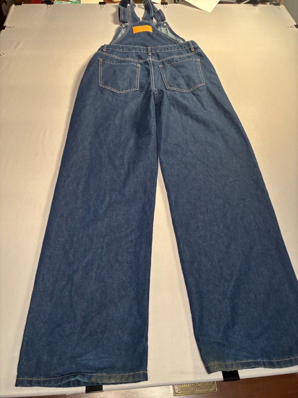 SHEIN Classic Wide-Leg Denim Overalls - Dark Blue Medium - Picture 3 of 8